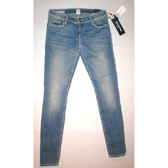 New $329 Womens True Religion Brand Jeans NWT Casey Super T Skinny USA Blue 26 - Picture 3 of 10